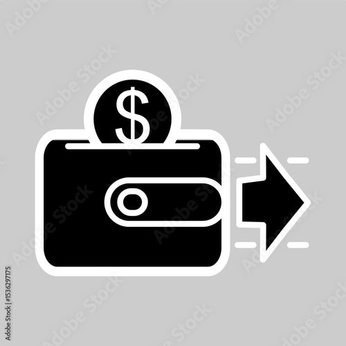 Flat wallet icon with minus sign symbolizing payment or spending.