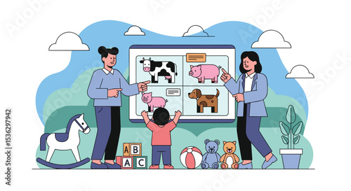 Learning Together A Visual Exploration of Animal and Childhood Development Education Illustrated Presentation