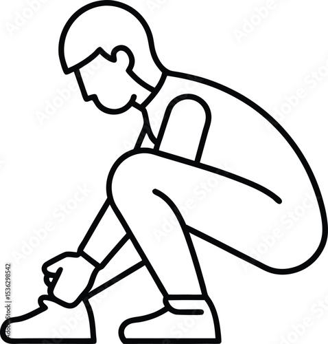 shoe tying line art vector.