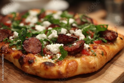 Gourmet pizza with spicy Calabrian sausage
