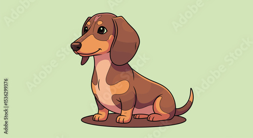 A Charming Pixel Art Depiction of a Dachshund Resting on a Light Green Backdrop