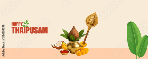 Happy Thaipusam - Thaipusam Festival Celebration with Devotees, Kavadi Rituals and Lord Murugan Worship