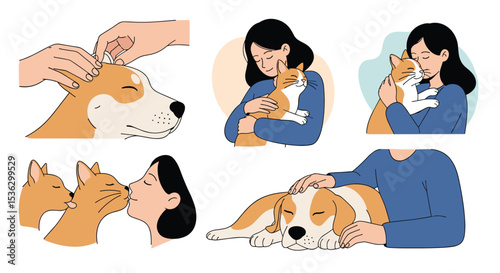 Depiction of Loving Care and Affection Shown to Dogs Cats and Other Cute Pets