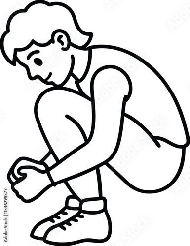tying shoes outline icon design.