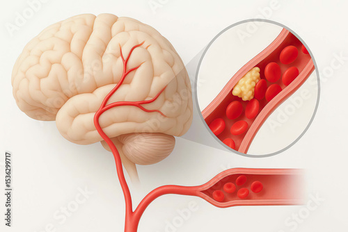 Brain artery blood vessel blockage stroke clot medical health anatomy