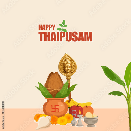 Happy Thaipusam - Thaipusam Festival Celebration with Devotees, Kavadi Rituals and Lord Murugan Worship
