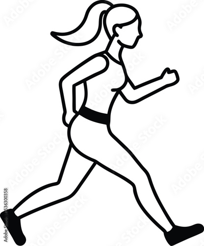 woman jogging fitness outline icon.