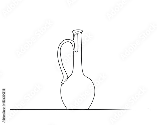 Vintage vase outline drawing illustration. one continuous line drawing of unique pottery.