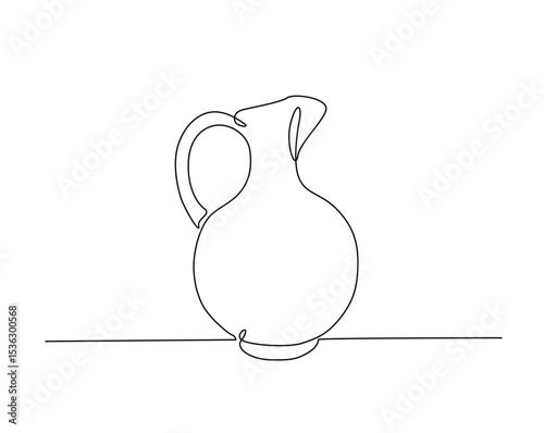 Vintage vase outline drawing illustration. one continuous line drawing of unique pottery.