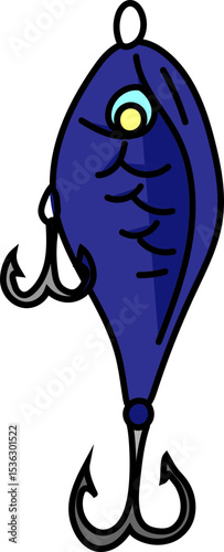 blue jig lure icon vector icon for fishing gear, angler equipment or marine sport illustration