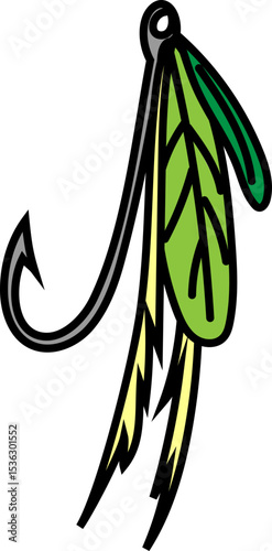 barbed feather lure vector icon for fishing gear, angler equipment or marine sport illustration