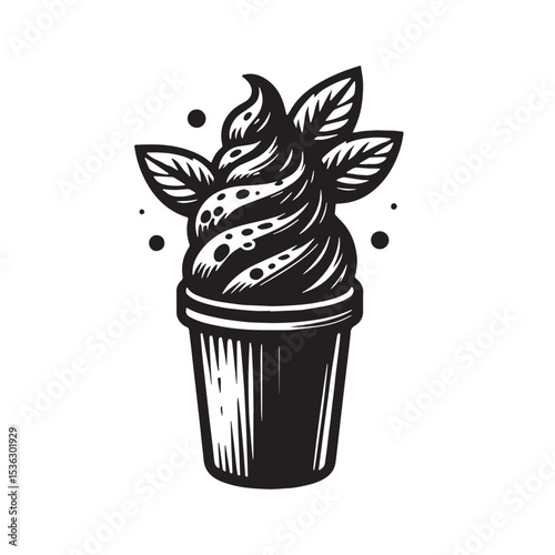 Black Gelato Silhouette Vector, High Quality Illustration on White Background