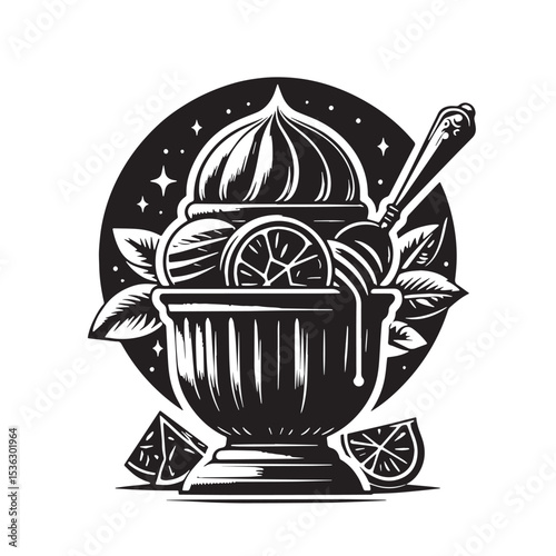 Black Gelato Silhouette Vector, High Quality Illustration on White Background