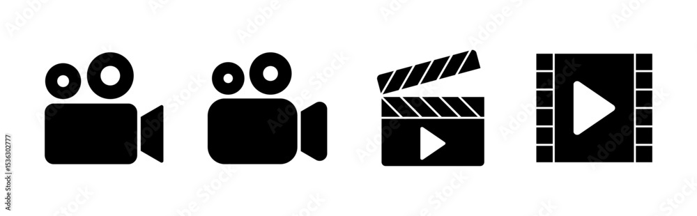 Video icon set. video camera icon vector. movie sign. cinema