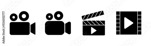 Video icon set. video camera icon vector. movie sign. cinema