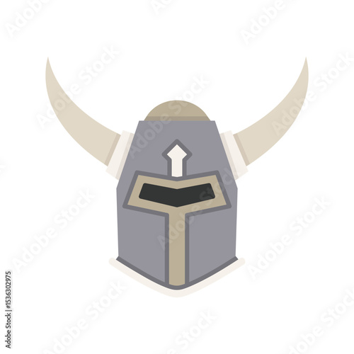 Viking soldier helmet icon illustration
