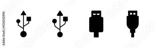 Usb icon set. Flash disk icon vector