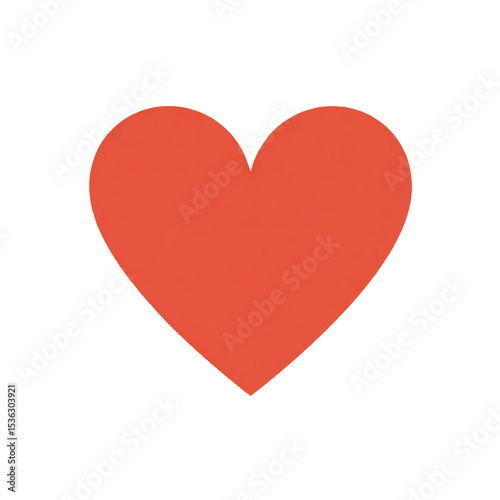 Red paper heart isolated on white, a shiny symbol of love and romance for Valentine's Day