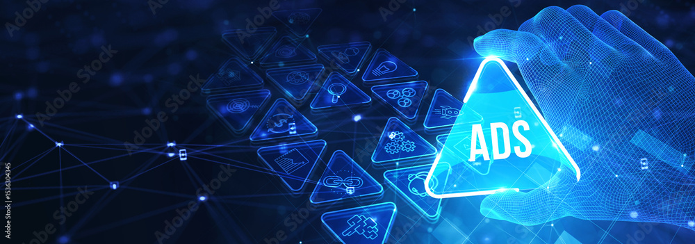 Naklejka premium Programmatic Advertising concept. 3d illustration