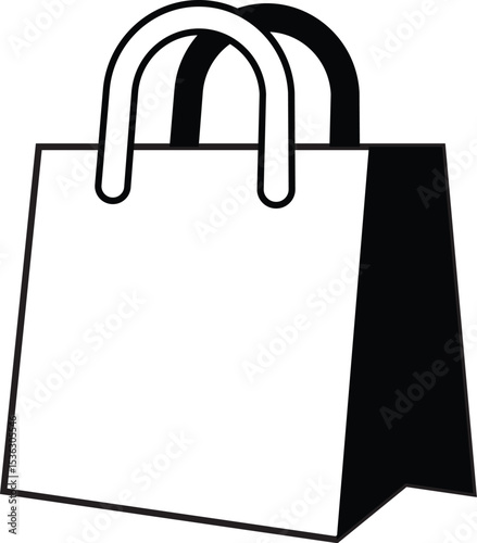 Simple black and white shopping bag icon