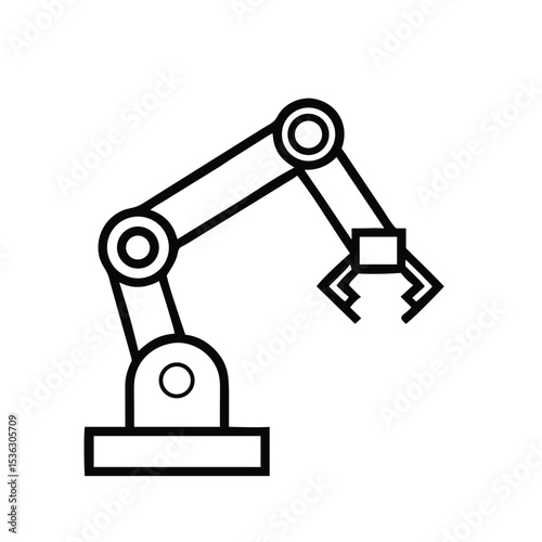 Robotic Arm in Factory Icon for Industrial Automation Materials, Manufacturing Technology Blogs, Engineering Education, and Industry 4.0 Presentations