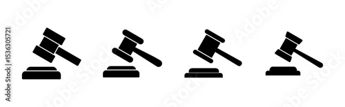 Gavel icon set. judge gavel icon vector. law icon vector. auction hammer