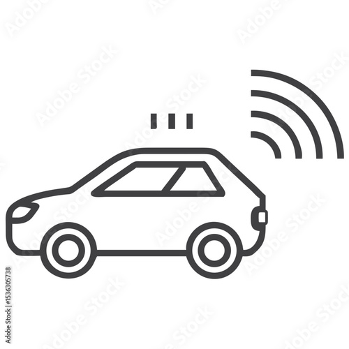Self-Driving Car with Sensor Icon for Autonomous Vehicle Blogs, Smart Transportation Websites, Technology Education and Automotive Innovation Presentations