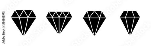 Diamond icon set. diamond gems vector icon.