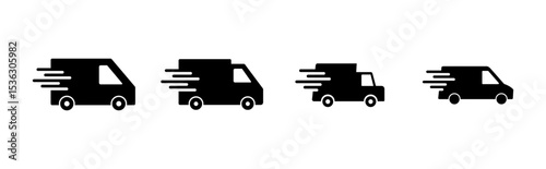 Fast shipping delivery truck icon set. Delivery truck icon. fast delivery icon