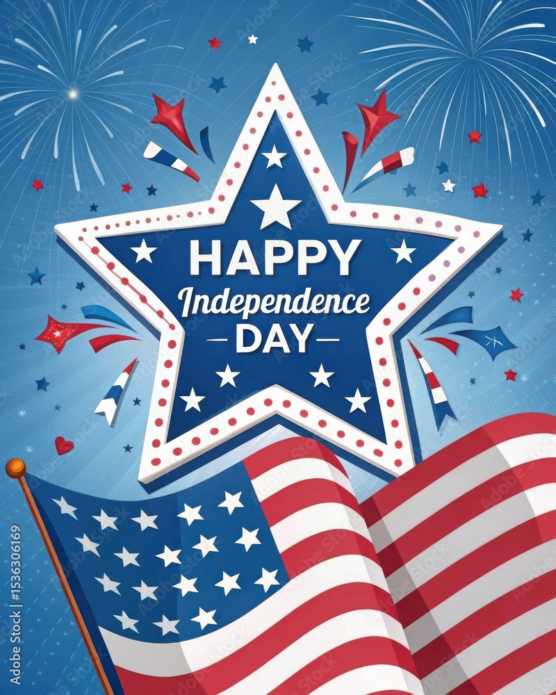 Obraz premium Happy independence day festive star and flag design