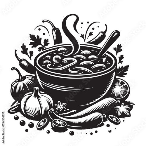 Black Goulash Silhouette Vector, High Quality Illustration on White Background