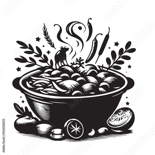 Black Goulash Silhouette Vector, High Quality Illustration on White Background