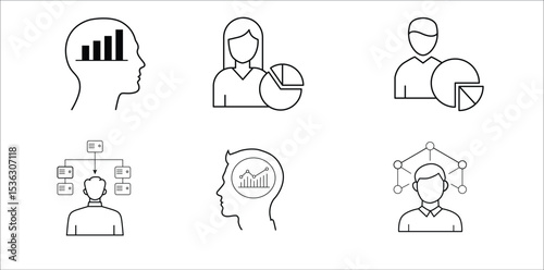 People and Data Analytics Icons – Human-Centered Visualization in Outline Style