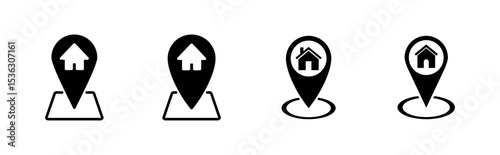 Address icon set. home location icon vector
