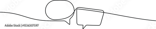 Continuous Line Chat Bubble Icon. Simple Communication Symbol Illustration