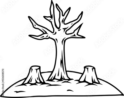 Cartoon Deforestation Scene