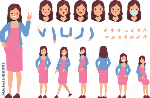 Pregnant Woman Character Creation Kit Poses, Expressions, and Accessories