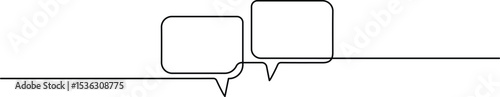 Single Line Drawing of Message Bubble. Linear Vector Illustration