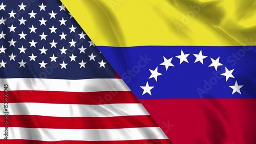 USA and Venezuela Flag Animation Loop. Ultra HD 4k