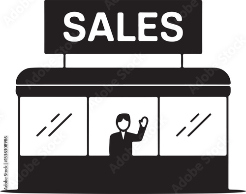 Salesperson inviting customers to a store