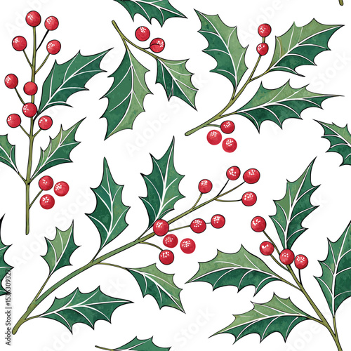 Christmas Holly Wreath Design - Festive Winter Holiday Element