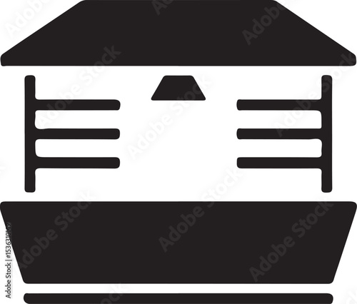 Simple black icon of a small market stall
