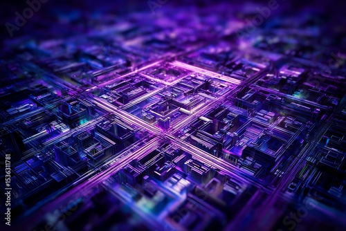 Abstract futuristic circuit board city landscape