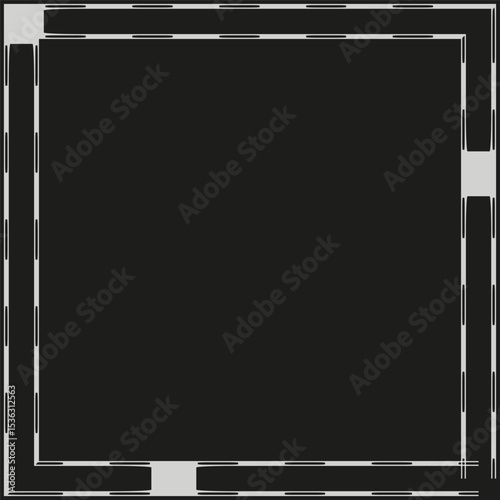 Dark square shape. Stripe border frame. Bold contrast vector. Minimal geometric form.