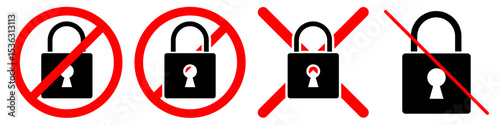 No locking padlock icon vector, symbolizing openness, security absence, or unlocked access. Ideal for concepts of freedom, vulnerability, or lack of restriction in digital and physical contexts.