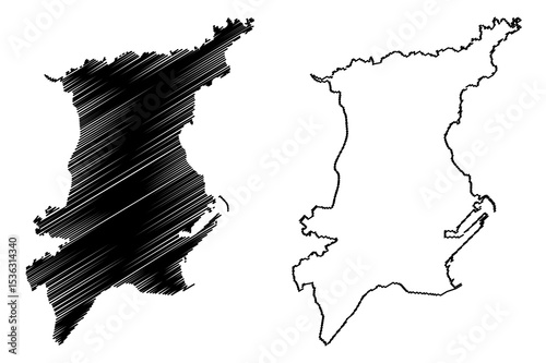 Annaba City (People's Democratic Republic of Algeria, Annaba Province) map vector illustration, scribble sketch City of Bona and Bone map