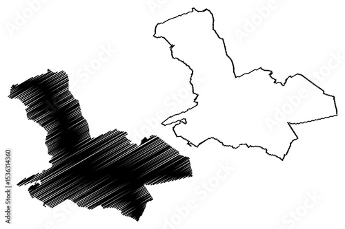 Batna City (People's Democratic Republic of Algeria, Batna Province) map vector illustration, scribble sketch City of Batna map