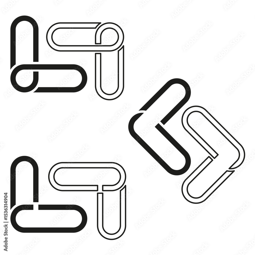 Fototapeta premium Line shape icon. Abstract rounded form. Vector black white. Minimal modern layout.