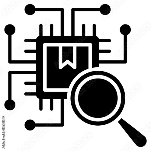 Ai Search glyph, mini illustration icon. use for modern concept, print, UI, UX kit, web and app development. Vector related to product offering, marketing, business.
