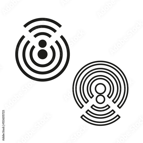 Signal circle icon. Wi Fi shape. Vector radar symbol. Concentric arc figure.